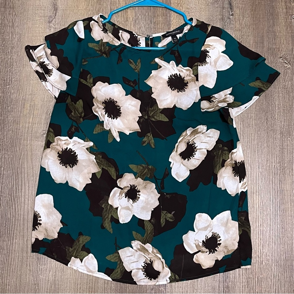 Banana Republic Teal Floral Blouse